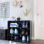 Porte-chaussures de porte en verre noir avec contenant à DEL, pratique et décoratif