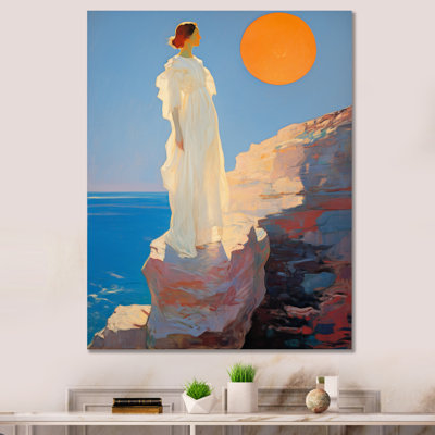 «Full Moon Priestess On Cliff By The Ocean», reproduction sur toile