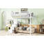 Lit mezzanine haut avec escalier, tablettes de rangement et garde-robe, lit double en métal blanc, espace de couchage pour les adolescents