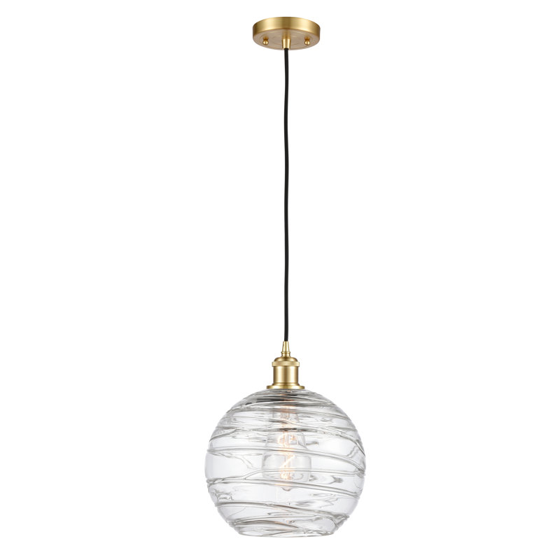 Luminaire suspendu en forme de globe à 1 lumière Mullins, Ampoule non incluse, Or satiné, H 133,75 po x l 10 po x P 10 po