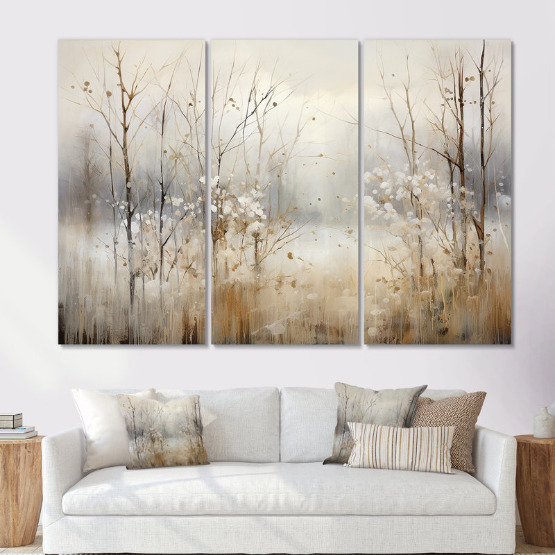 «Winter Meadow View Calmness II», art mural prairie, H 28 po x l 36 po x P 1 po, Toile tendue