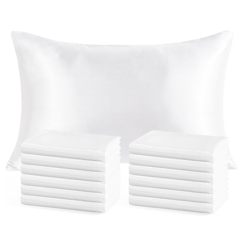  Satin Pillow Cases, White, Standard