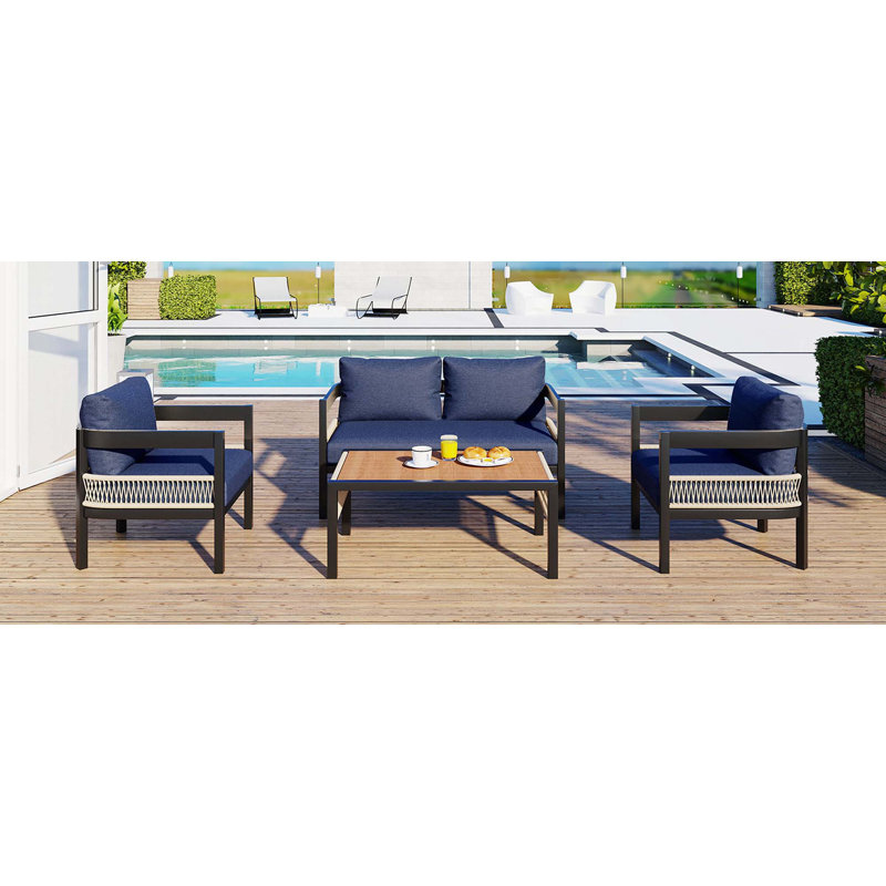 Ensemble de canapé d'extérieur en fer multi-personnes avec table, décoration en rotin, imperméable, antirouille, adapté au jardin, à la pelouse