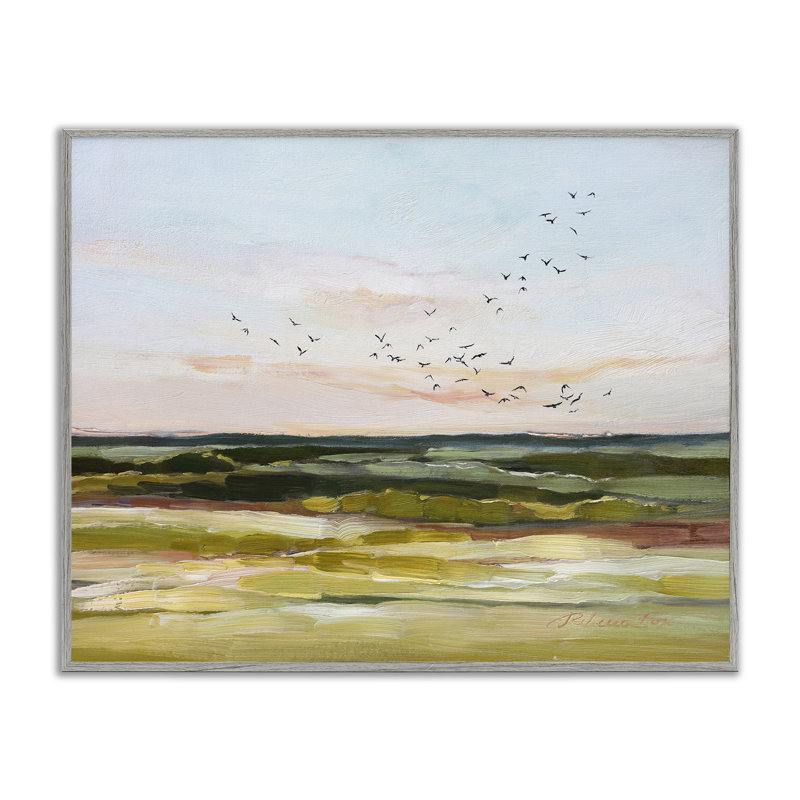 «Bird Flock over Grassland», art giclée par Rebecca Fox, Estampe numérique Farmhouse, H 11 po x l 14 po