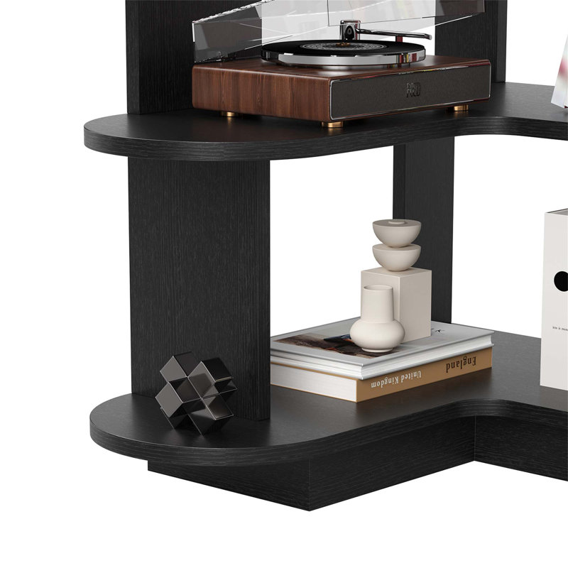 5-Tier Corner Bookshelf,L-Shaped Bookcase Freestanding Storage Shelf & Display Stand For Living Room, Office, Bedroom, Black