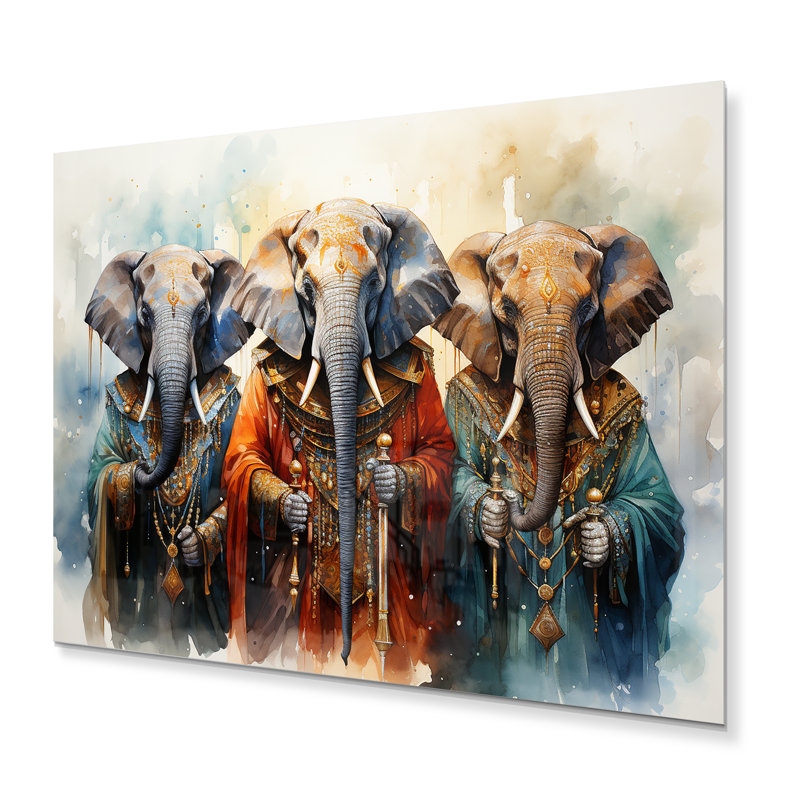 Éléphants d'Afrique sacrés II - décoration murale en métal africain, H 30 po x l 40 po x P 1 po