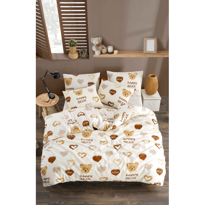 Luxury Quilt Cover Set, 65% Cotton / 35% Polyester, 94.5 x 86.6 inches | Includes 2 Pillowcases (23.6 x 23.6 inches) | Pigment Printed, Machine Washable, Elegant Mustard, White, Grey & Pink Design | Button & Envelope Closure