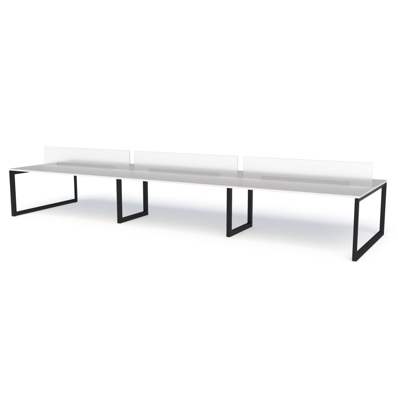 Pivit Frame 6-Person Benching Workstation, 29" H x 212" W x 48.75" D, White/Black