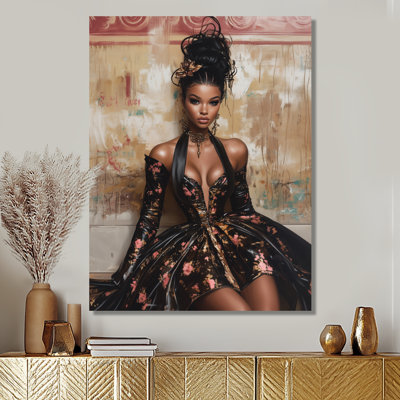 «Dark Skin Woman In Cute Dress - Woman Cabaret», reproduction d'art murale