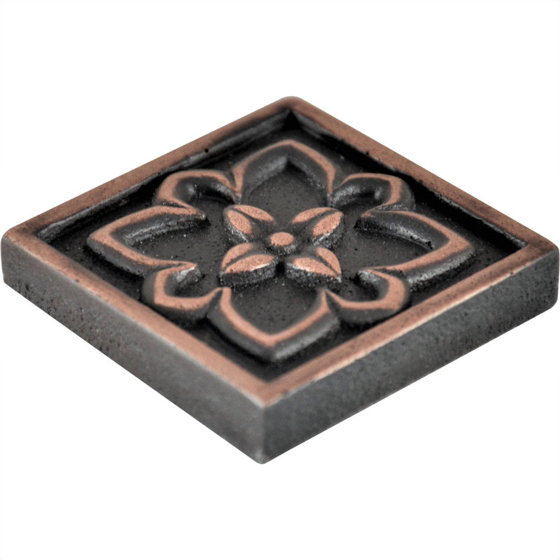 Crown Metal Antique Copper 9.5cm. x 9.5cm. Decorative Tile ( Pack of 4 Tiles ), Copper