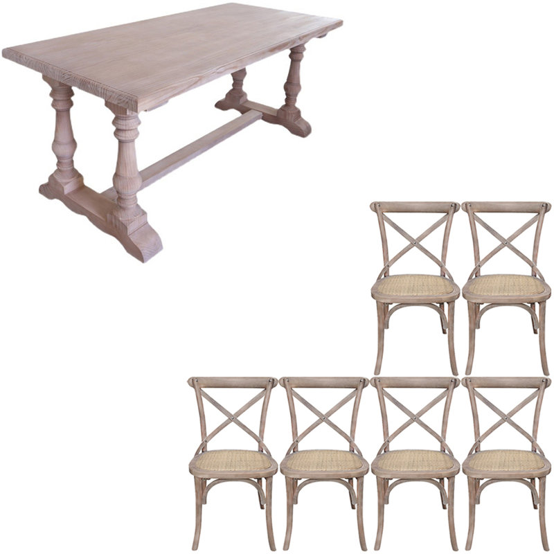 Ensemble de table de salle à manger en bois massif de style américain, H 29,50 po x L 62,90 po x l 29,50 po