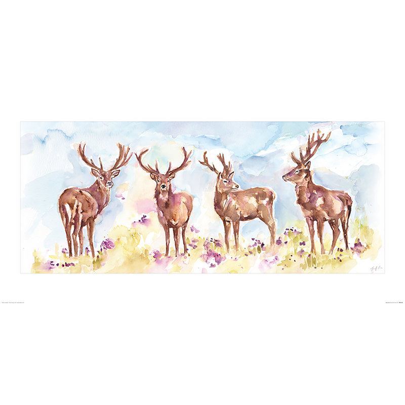 Stag Herd by Jennifer Rose - No Frame Painting, 50 cm H x 100 cm W x 0.01 cm D