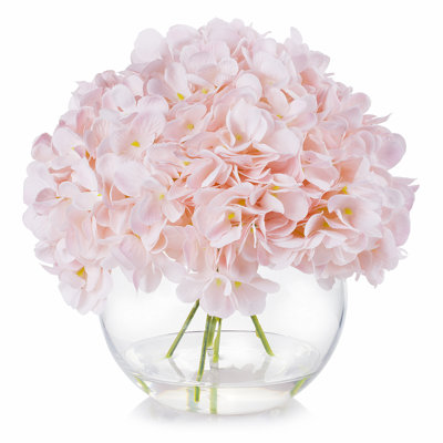 Faux Silk Hydrangea Arrangement in Vase