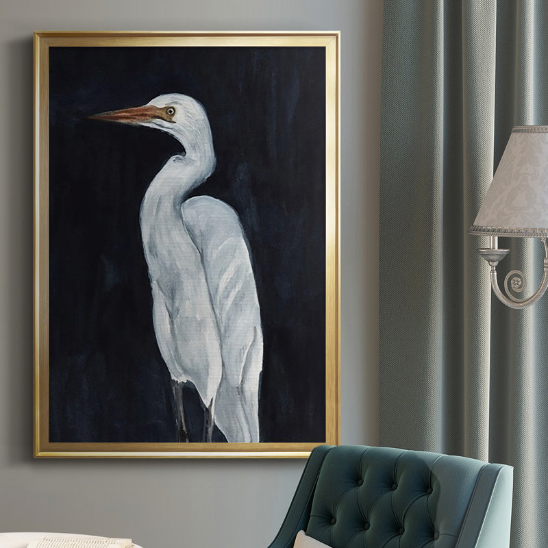 " Calm Great Egret I ", 42.5" H x 30.5" W x 1" D, Gold