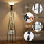 Lampe sur pied industrielle de 69 po avec 3 tablettes en verre, lampe sur pied noire avec abat-jour en plastique, 3 températures de couleur, télécommande, pour le salon, la chambre à coucher, le bureau