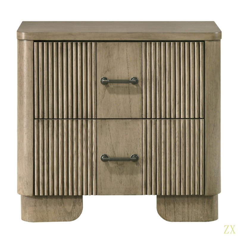 Table de chevet style transitionnel 1pc avec 2 tiroirs de rangement