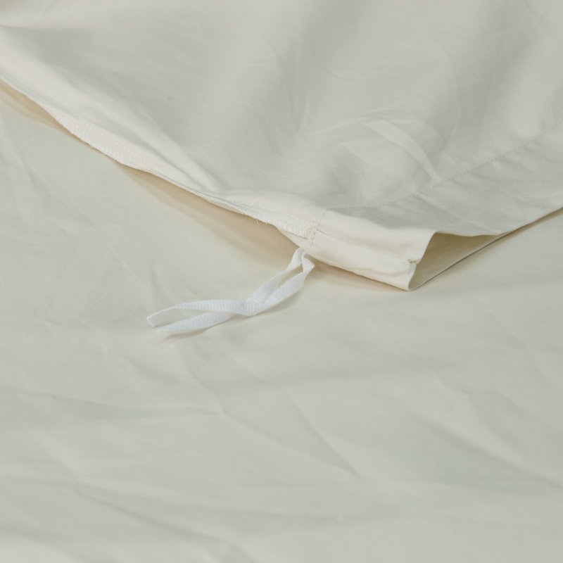  Long Staple Cotton Sateen 400 Thread Count Duvet Cover Set, Queen Duvet Cover + 2 Standard Shams, Ivory