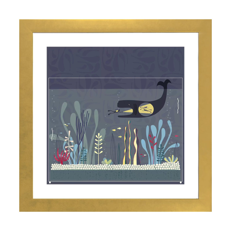 « The Fishtank » par Nic squirrell-impression, Blanc, H 16 po x l 16 po x p 1 po, Papier encadré doré