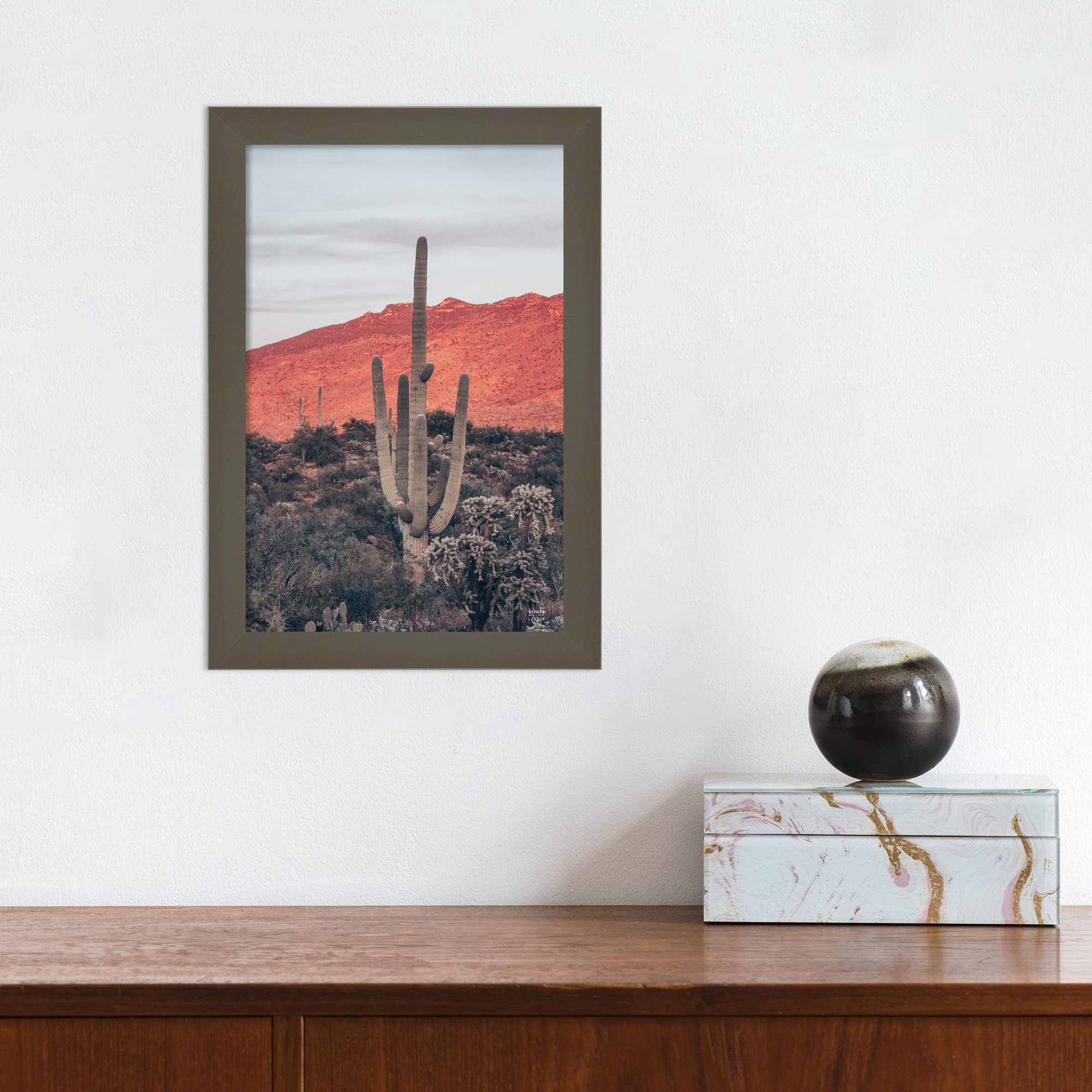 Sunsets And Saguaros by Nathan Larson, 13" H x 9" W x 1" D, Gray
