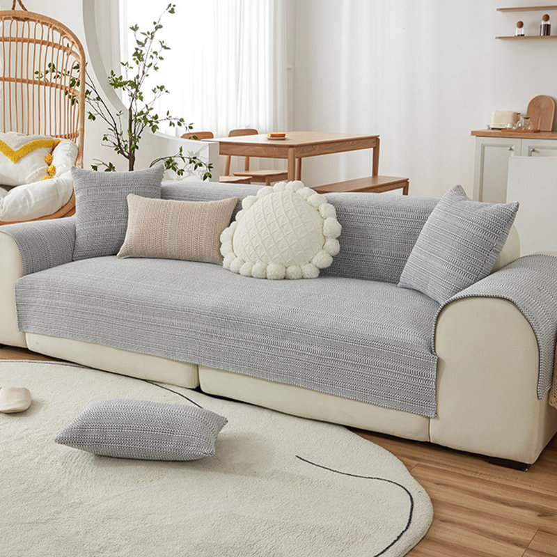 Linen Sofa Cushions For All Seasons Easy And Modern Non Slip And Proof Cotton And Linen Woven Sofa Cover, Gray