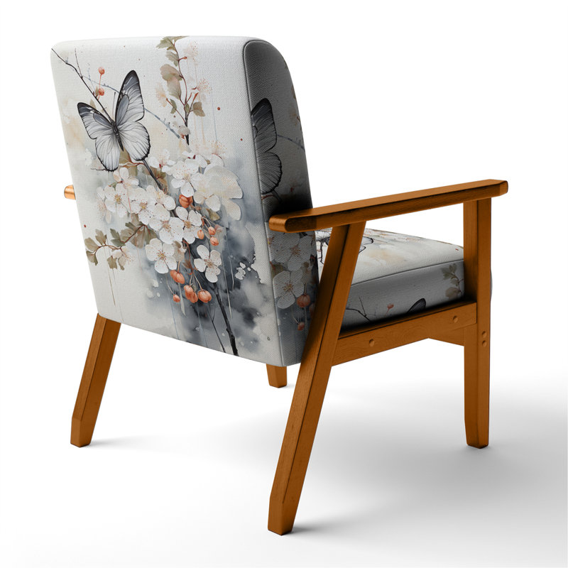Chaise avec accoudoirs rembourrée Asian Art, Accoudoirs carrés bruns