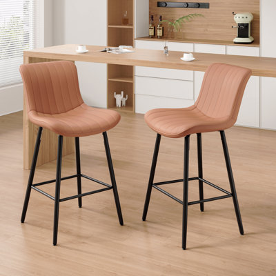 Set Of 2 Dining Chairs Counter Stools Faux Leather Kitchen And Dining Room Chairs