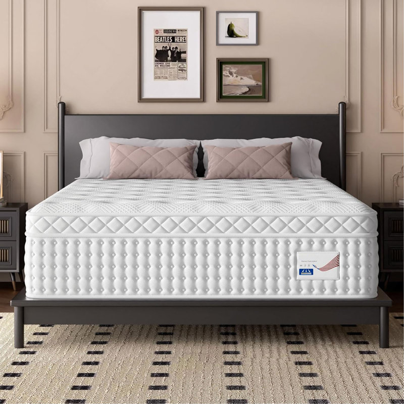 Matelas hybride 12 po - Mousse à mémoire de forme et lit à ressorts ensachés - Confort moyen ferme, soutien de la colonne vertébrale, silencieux et respirant