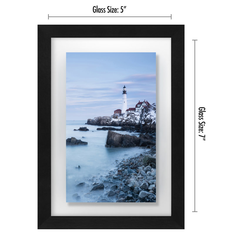 Black Engineered Wood Floating Picture Frame with Polished Glass