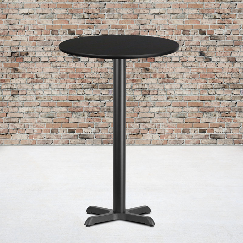 Carrus Round Laminate Dining Table Top with X-Shaped Base, 43.125" H x 24" W x 24" D, Black