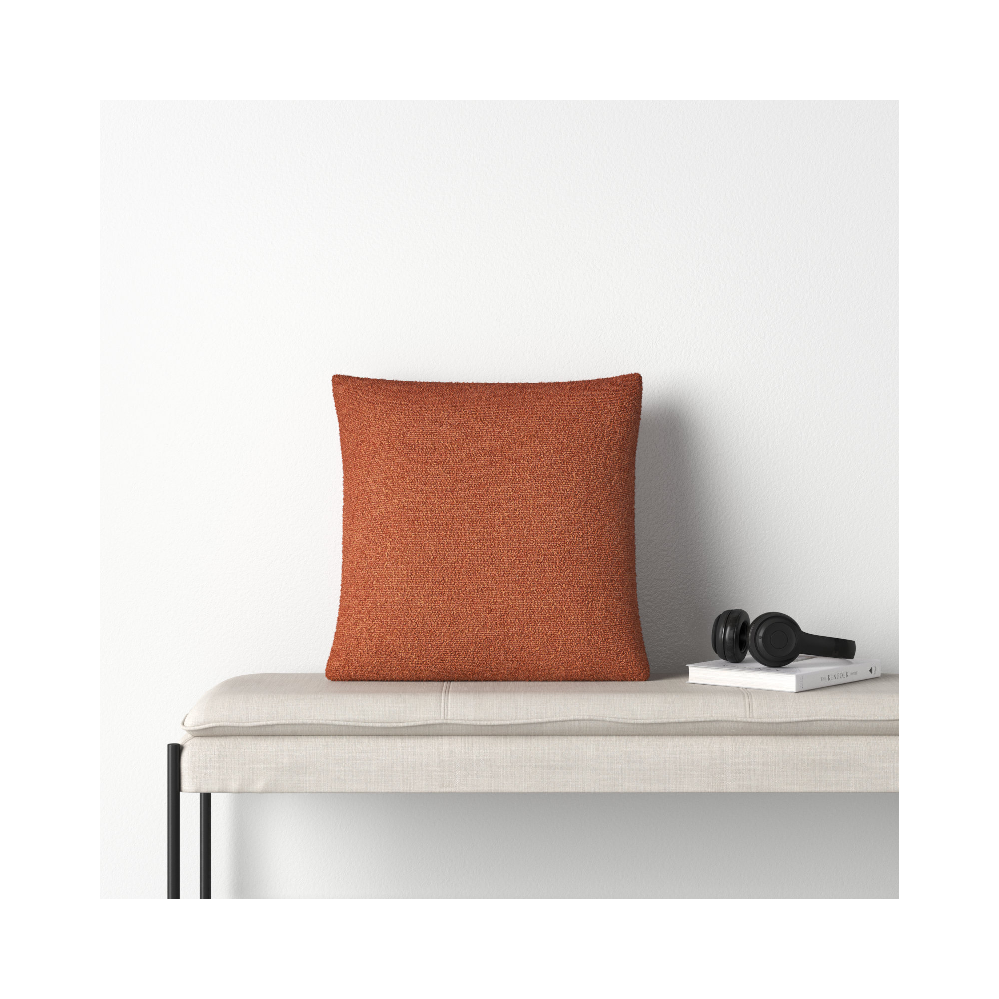 Amalfi Boucle Throw Pillow, Rust, 20" x 20", Down