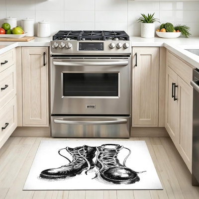 Clear Machine Washable,Black Military Ink and Indoor Area Rug