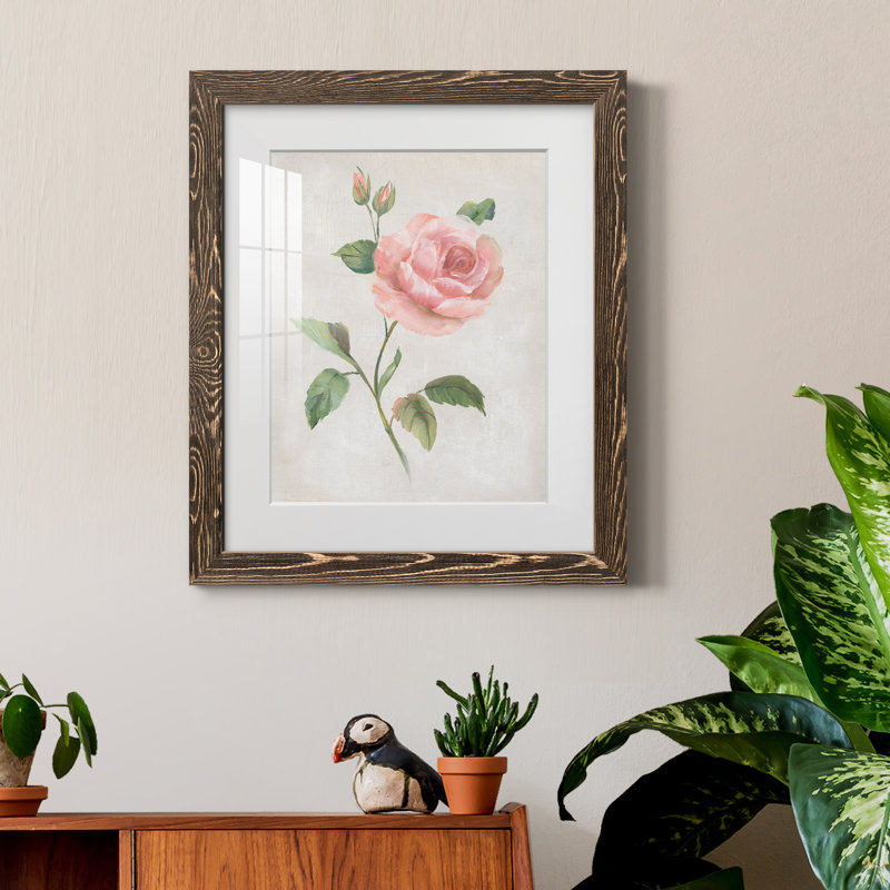 Grandiflora I - peinture encadrée, Encadré de bois de noyer, H 24 po x l 18 po x P 1,5 po