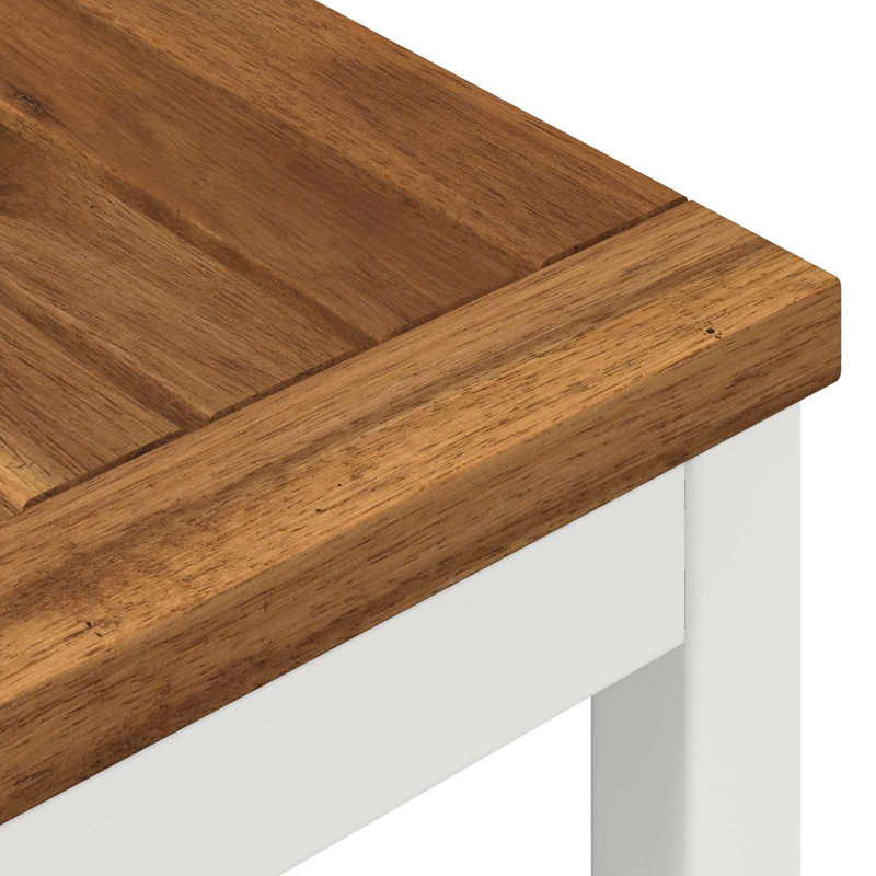 Acacia Metal Base Dining Table, Brown, White