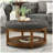 Large Round Upholstered Tufted Linen Ottoman Coffee Table, Solid Wood Shelf For Durable And Stylish Home Decor-50775070-50775069