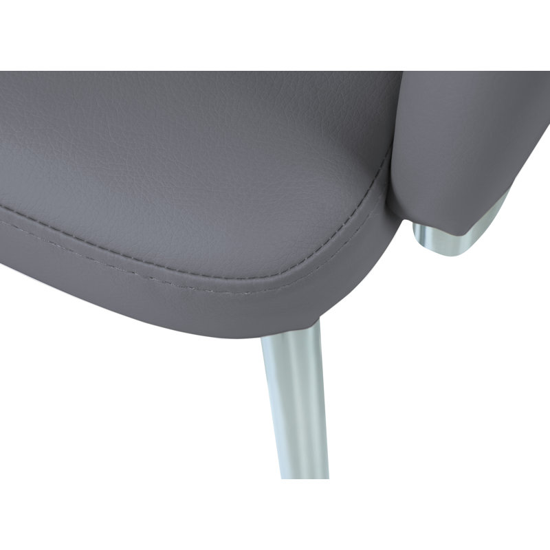 Beisel Contemporary Swivel Arm Chair w/ Steel Legs, Gray