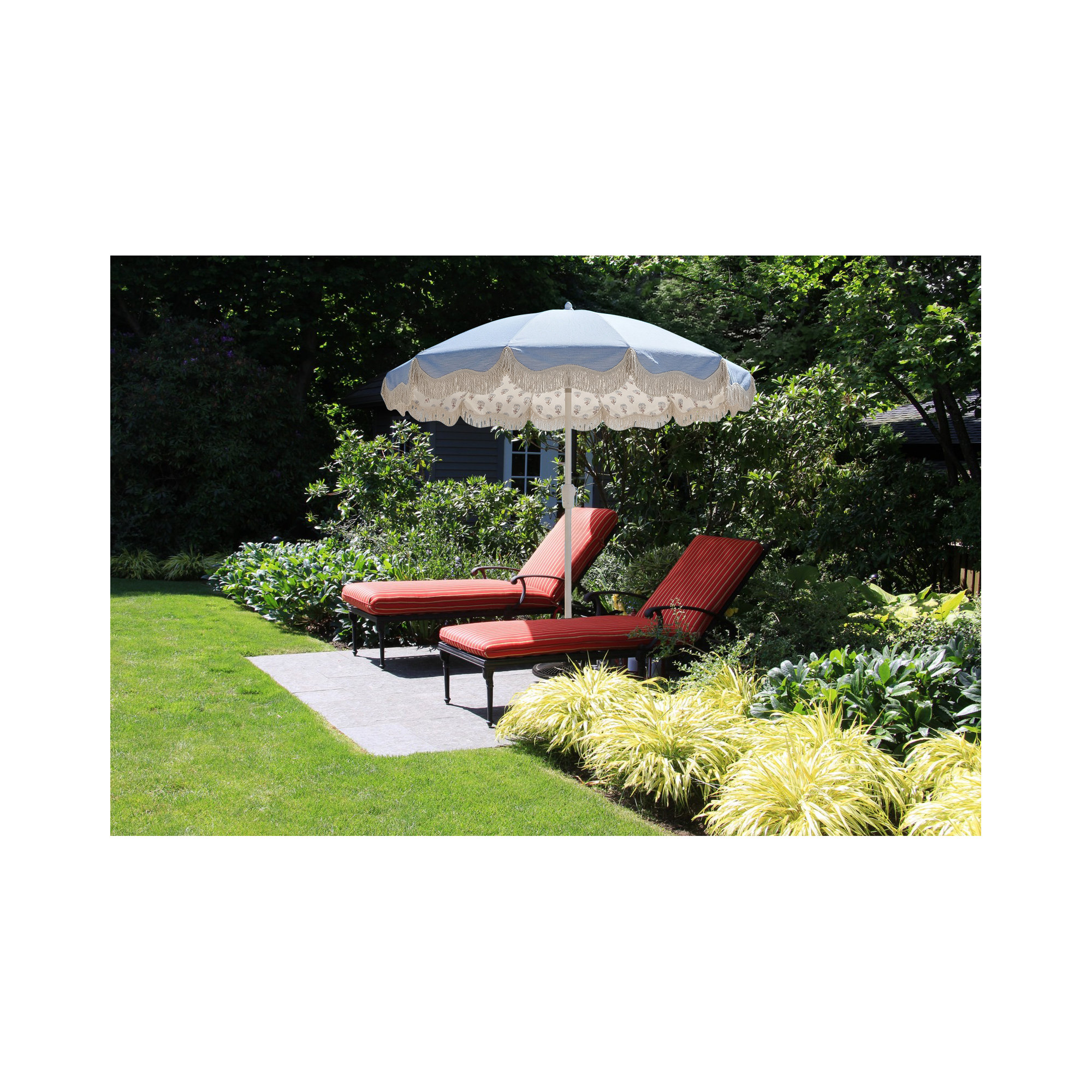 Lillie 7.5ft Garden Market Umbrella, Blue/Mira Bluebell