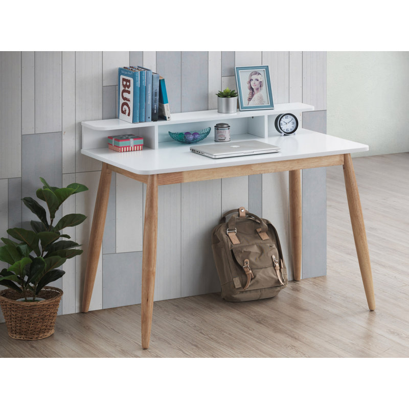 Bureau d'écriture avec huche Roskilde, Blanc/naturel, H 34,4 po x l 43 po x P 23,6 po