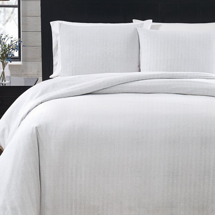 White/Gray Standard Cotton 3 Piece Comforter Set