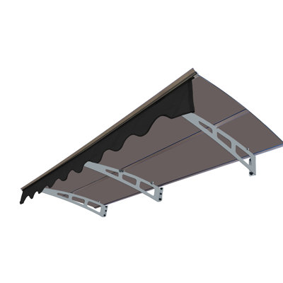 79" X 34" Window Awning Canopy For Wooden House, 0.137" Thick Polycarbonate, Strong Aluminum Brackets, Protected, Heat , Modern Style Door Entrance With Heavy-Duty Alloy Bracket And Solid