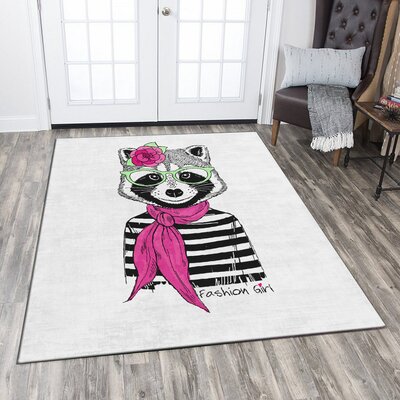 Rectangle Ciaran Machine Made Machine Woven / Power Loomed Area Rug in Pink/Black -  East Urban Home, 000D5305EB8D4C94AF16B819C9C312A7