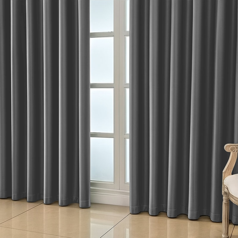 Aspire Homeware 100% Polyester Room Darkening Blackout Eyelet Curtains (Set Of 2), Dark Grey, 168cm Width x 137cm Drop