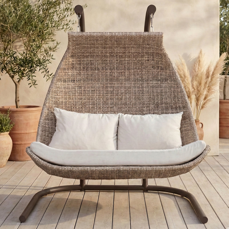 Paloma Double Egg Chair with Stand, Canvas Canvas Sunbrella® Canvas