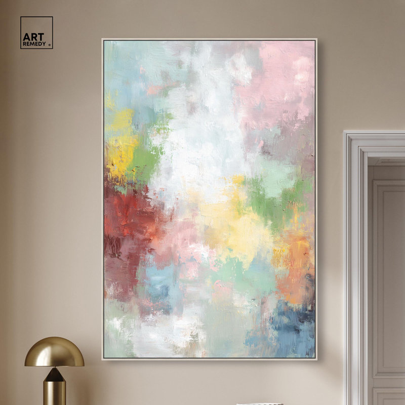 "Pastel Cloudburst", reproduction d'art sur toile par Art Remedy, H 55 po x l 37 po, Cadre argenté