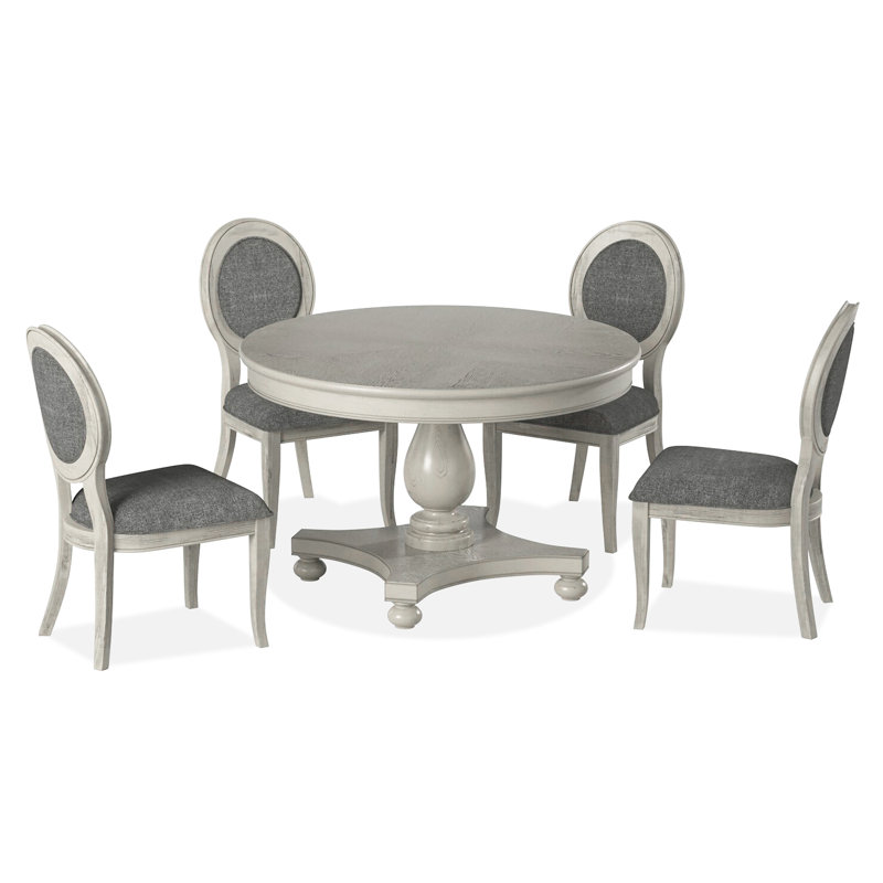 Aphrodite 4 - Person Pedestal Dining Set, Light Gray