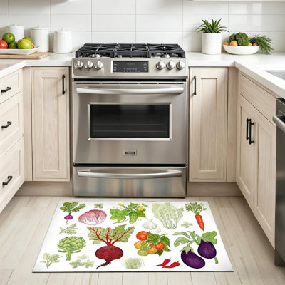Tapis blanc blanc lavable à la machine, légumes, racines, épices, plantes, croquis rétro, nourriture végétarienne