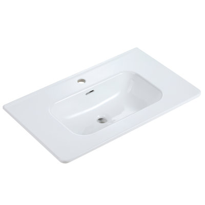 Integrated White Ceramic Basin, Drain Not Included