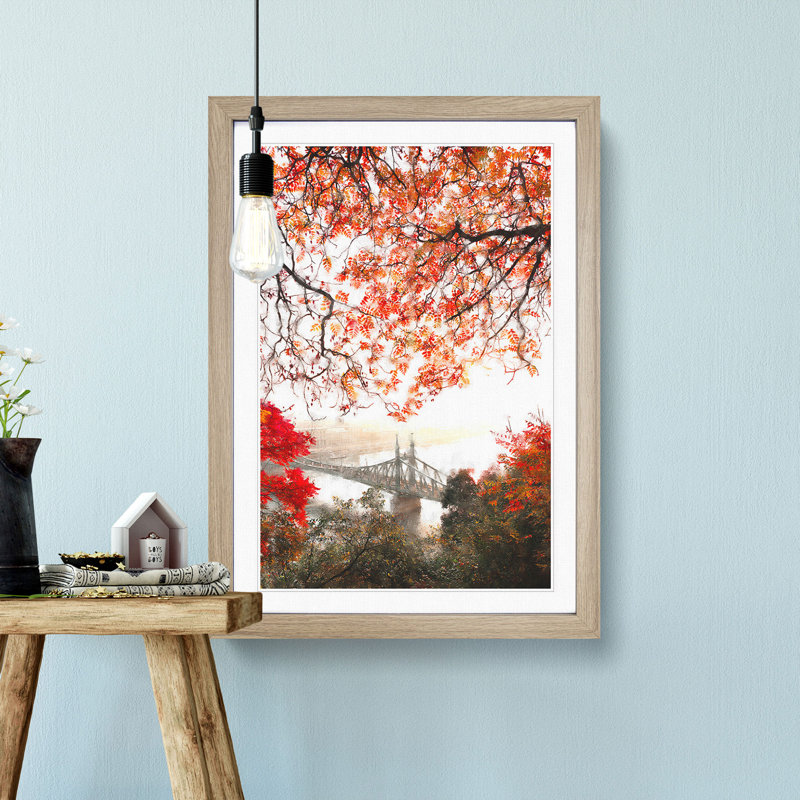 Liberty Bridge in Budapest Hungary - Picture Frame Graphic Art Print, 87cm H x 62cm W x 2cm D, Oak Framed