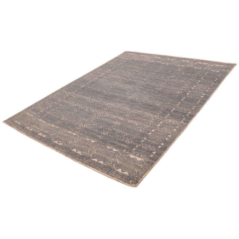 Tapis gris en laine noué à la main 8 pi 11 po x 12 pi 2 po Tanger