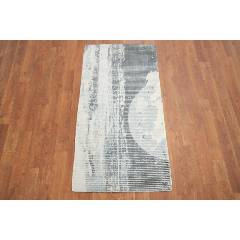 Moonlit Harmony Textured Grey Abstract Rug 2x4 for Chic Spaces