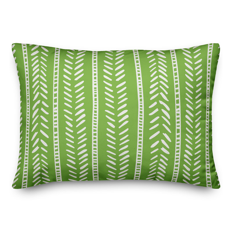 Striped Outdoor Throw Pillow, No Fill, Green/Cream